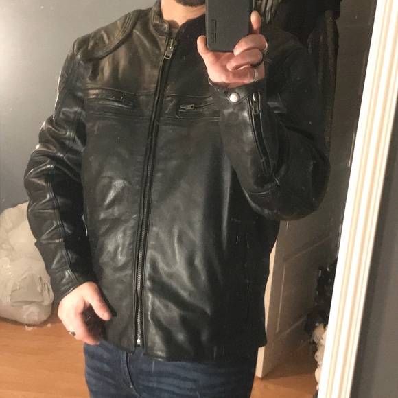 Real leather riding jacket Men's - Picture 2 of 5